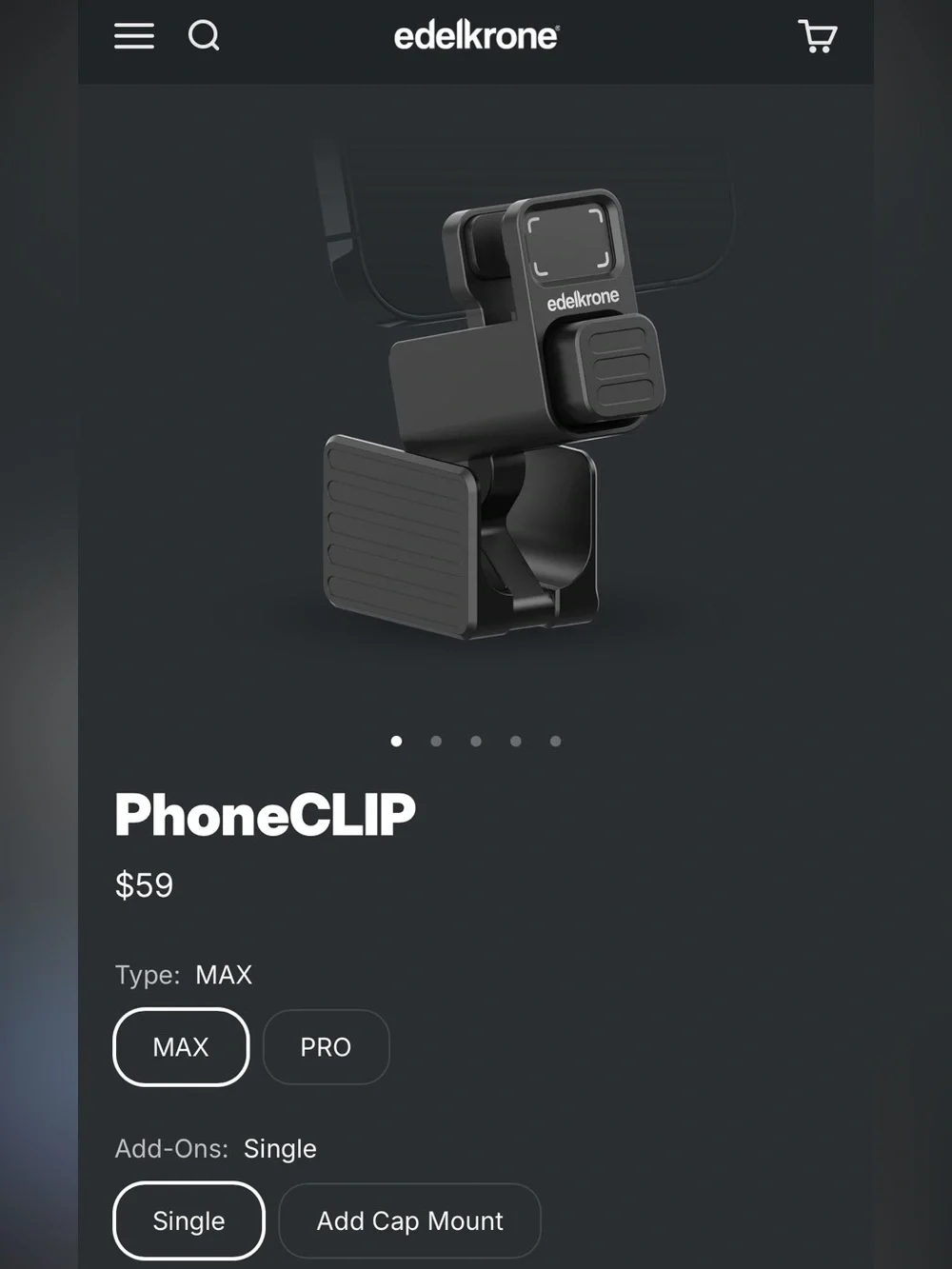 Black Phone/Camera Clip Mount